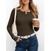 image:imageANRABESS Womens Long Sleeve Shirts Fall Henley Tops  Ribbed Knit Slim Fit Tee Soft Layer Work TShirts Business Casual 2026 Fall Outfits Travel Vacation Everyday Wear ClothesBrown