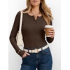 image:imageANRABESS Womens Long Sleeve Shirts Fall Henley Tops  Ribbed Knit Slim Fit Tee Soft Layer Work TShirts Business Casual 2026 Fall Outfits Travel Vacation Everyday Wear ClothesDeep Brown