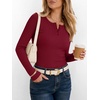 image:imageANRABESS Womens Long Sleeve Shirts Fall Henley Tops  Ribbed Knit Slim Fit Tee Soft Layer Work TShirts Business Casual 2026 Fall Outfits Travel Vacation Everyday Wear ClothesDeep Red