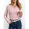 image:imageANRABESS Womens Long Sleeve Shirts Fall Henley Tops  Ribbed Knit Slim Fit Tee Soft Layer Work TShirts Business Casual 2026 Fall Outfits Travel Vacation Everyday Wear ClothesPink