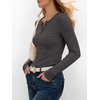 image:imageANRABESS Womens Long Sleeve Shirts Fall Henley Tops  Ribbed Knit Slim Fit Tee Soft Layer Work TShirts Business Casual 2026 Fall Outfits Travel Vacation Everyday Wear ClothesCharcoal