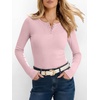image:imageANRABESS Womens Long Sleeve Shirts Fall Henley Tops  Ribbed Knit Slim Fit Tee Soft Layer Work TShirts Business Casual 2026 Fall Outfits Travel Vacation Everyday Wear ClothesPink