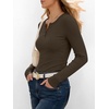 image:imageANRABESS Womens Long Sleeve Shirts Fall Henley Tops  Ribbed Knit Slim Fit Tee Soft Layer Work TShirts Business Casual 2026 Fall Outfits Travel Vacation Everyday Wear ClothesBrown