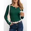 image:imageANRABESS Womens Long Sleeve Shirts Fall Henley Tops  Ribbed Knit Slim Fit Tee Soft Layer Work TShirts Business Casual 2026 Fall Outfits Travel Vacation Everyday Wear ClothesForest Green