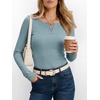 image:imageANRABESS Womens Long Sleeve Shirts Fall Henley Tops  Ribbed Knit Slim Fit Tee Soft Layer Work TShirts Business Casual 2026 Fall Outfits Travel Vacation Everyday Wear ClothesLight Blue