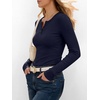 image:imageANRABESS Womens Long Sleeve Shirts Fall Henley Tops  Ribbed Knit Slim Fit Tee Soft Layer Work TShirts Business Casual 2026 Fall Outfits Travel Vacation Everyday Wear ClothesNavy Blue