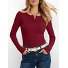 image:imageANRABESS Womens Long Sleeve Shirts Fall Henley Tops  Ribbed Knit Slim Fit Tee Soft Layer Work TShirts Business Casual 2026 Fall Outfits Travel Vacation Everyday Wear ClothesDeep Red