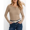 image:imageANRABESS Womens Long Sleeve Shirts Fall Henley Tops  Ribbed Knit Slim Fit Tee Soft Layer Work TShirts Business Casual 2026 Fall Outfits Travel Vacation Everyday Wear ClothesLight Khaki
