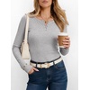 image:imageANRABESS Womens Long Sleeve Shirts Fall Henley Tops  Ribbed Knit Slim Fit Tee Soft Layer Work TShirts Business Casual 2026 Fall Outfits Travel Vacation Everyday Wear ClothesGrey