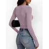 image:imageANRABESS Womens Long Sleeve Shirts Ruched Fitted Tops  Crew Neck Slim Basic TeeSoft Ribbed Layer Clothing2026 Fall OutfitsCasual Going Out amp Work TShirtsTravel amp Everyday WearPurple