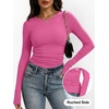 image:imageANRABESS Womens Long Sleeve Shirts Ruched Fitted Tops  Crew Neck Slim Basic TeeSoft Ribbed Layer Clothing2026 Fall OutfitsCasual Going Out amp Work TShirtsTravel amp Everyday WearHot Pink