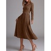 image:imageANRABESS Womens Long Sleeve V Neck A Line Fall Midi Dress  Ribbed Knit Empire Waist with Pockets Casual Swing Flowy Winter DressesSoft Stretchy Office WorkDate Night Everyday WearDark Brown