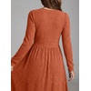 image:imageANRABESS Womens Long Sleeve V Neck A Line Fall Midi Dress  Ribbed Knit Empire Waist with Pockets Casual Swing Flowy Winter DressesSoft Stretchy Office WorkDate Night Everyday WearBurnt Orange