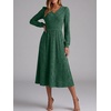 image:imageANRABESS Womens Long Sleeve V Neck A Line Fall Midi Dress  Ribbed Knit Empire Waist with Pockets Casual Swing Flowy Winter DressesSoft Stretchy Office WorkDate Night Everyday WearGreen
