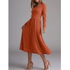 image:imageANRABESS Womens Long Sleeve V Neck A Line Fall Midi Dress  Ribbed Knit Empire Waist with Pockets Casual Swing Flowy Winter DressesSoft Stretchy Office WorkDate Night Everyday WearBurnt Orange