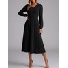 image:imageANRABESS Womens Long Sleeve V Neck A Line Fall Midi Dress  Ribbed Knit Empire Waist with Pockets Casual Swing Flowy Winter DressesSoft Stretchy Office WorkDate Night Everyday WearBlack