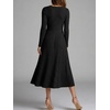 image:imageANRABESS Womens Long Sleeve V Neck A Line Fall Midi Dress  Ribbed Knit Empire Waist with Pockets Casual Swing Flowy Winter DressesSoft Stretchy Office WorkDate Night Everyday WearBlack