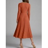 image:imageANRABESS Womens Long Sleeve V Neck A Line Fall Midi Dress  Ribbed Knit Empire Waist with Pockets Casual Swing Flowy Winter DressesSoft Stretchy Office WorkDate Night Everyday WearBurnt Orange