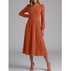 image:imageANRABESS Womens Long Sleeve V Neck A Line Fall Midi Dress  Ribbed Knit Empire Waist with Pockets Casual Swing Flowy Winter DressesSoft Stretchy Office WorkDate Night Everyday WearBurnt Orange