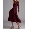image:imageANRABESS Womens Long Sleeve V Neck A Line Fall Midi Dress  Ribbed Knit Empire Waist with Pockets Casual Swing Flowy Winter DressesSoft Stretchy Office WorkDate Night Everyday WearBurgundy