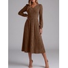 image:imageANRABESS Womens Long Sleeve V Neck A Line Fall Midi Dress  Ribbed Knit Empire Waist with Pockets Casual Swing Flowy Winter DressesSoft Stretchy Office WorkDate Night Everyday WearDark Brown