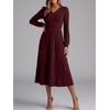 image:imageANRABESS Womens Long Sleeve V Neck A Line Fall Midi Dress  Ribbed Knit Empire Waist with Pockets Casual Swing Flowy Winter DressesSoft Stretchy Office WorkDate Night Everyday WearBurgundy