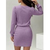 image:imageANRABESS Womens Puff Sleeve Fall Bodycon Mini Sweater Dress  Lightweight Soft Ribbed Knit Fabric Crewneck Ruched Sexy Short Dresses Date Night Party Winter Casual Lounge OutfitsPurple