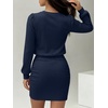 image:imageANRABESS Womens Puff Sleeve Fall Bodycon Mini Sweater Dress  Lightweight Soft Ribbed Knit Fabric Crewneck Ruched Sexy Short Dresses Date Night Party Winter Casual Lounge OutfitsNavy Blue