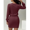 image:imageANRABESS Womens Puff Sleeve Fall Bodycon Mini Sweater Dress  Lightweight Soft Ribbed Knit Fabric Crewneck Ruched Sexy Short Dresses Date Night Party Winter Casual Lounge OutfitsWine Red
