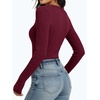 image:imageANRABESS Womens Ribbed Henley Top Long Sleeve Shirts  Slim Fitted Tee Soft Comfy Business Casual 0ffice Work Outfits Going Out Daily Wear Fall Spring Transition ClothingBurgundy