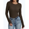 image:imageANRABESS Womens Ribbed Henley Top Long Sleeve Shirts  Slim Fitted Tee Soft Comfy Business Casual 0ffice Work Outfits Going Out Daily Wear Fall Spring Transition ClothingCoffee