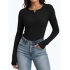 image:imageANRABESS Womens Ribbed Henley Top Long Sleeve Shirts  Slim Fitted Tee Soft Comfy Business Casual 0ffice Work Outfits Going Out Daily Wear Fall Spring Transition ClothingBlack