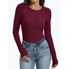 image:imageANRABESS Womens Ribbed Henley Top Long Sleeve Shirts  Slim Fitted Tee Soft Comfy Business Casual 0ffice Work Outfits Going Out Daily Wear Fall Spring Transition ClothingBurgundy