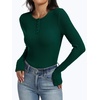 image:imageANRABESS Womens Ribbed Henley Top Long Sleeve Shirts  Slim Fitted Tee Soft Comfy Business Casual 0ffice Work Outfits Going Out Daily Wear Fall Spring Transition ClothingDeep Green