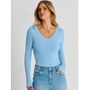 image:imageANRABESS Womens V Neck Long Sleeve Bodysuits Tops  Slim Fit Body Suits Soft Ribbed Knit Going Out Vacation Casual Everyday Wear Fall Spring Winter Layering ClothingSky Blue