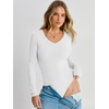 image:imageANRABESS Womens V Neck Long Sleeve Bodysuits Tops  Slim Fit Body Suits Soft Ribbed Knit Going Out Vacation Casual Everyday Wear Fall Spring Winter Layering ClothingWhite