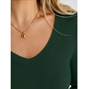 image:imageANRABESS Womens V Neck Long Sleeve Bodysuits Tops  Slim Fit Body Suits Soft Ribbed Knit Going Out Vacation Casual Everyday Wear Fall Spring Winter Layering ClothingDeep Green
