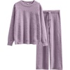 image:imageANRABESS Lounge Sets for Women Fuzzy Fleece Pajama Set  2 Piece Knit Sweater Fall Outfits Long Sleeve Top amp Wide Leg Pants Winter Cozy Matching Pjs Comfy 2026 Loungewear ClothesPurple