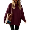 image:imageANRABESS Oversized Sweaters for Women Batwing Fall Outfits  Long Sleeve Crew Neck Pullover Cozy Casual Loose Knit Tops Cute Office Work Travel Vacation Winter Fashion ClothingDrak Red
