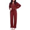 image:imageANRABESS Two Piece Sets for Women Half Zip Sweatsuits  Quarter Zip Pullover Sweatshirt amp Wide Leg Pants Matching Sets2026 Fall Fashion Airport Travel OutfitsLounge Clothing SetsRed