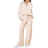 image:imageANRABESS Womens 2 Piece Set Travel Lounge Outfits Sweatsuits  Quarter Zip Pullover Wide Leg Pants amp Pockets Matching SetCasual Fall Fashion Airport Vacation ClothingSweat Track SuitsApricot