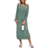 image:imageANRABESS Womens 34 Sleeve Midi T Shirt Fall Dresses  Striped Solid FloralLong Sleeve Slit Crew Neck ampChest Pocket2026 Fall OutfitsCasual Travel Vacation ClothesSummer SpringGreen White Stripe