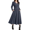 image:imageANRABESS Womens Long Sleeve V Neck A Line Fall Midi Dress  Ribbed Knit Empire Waist with Pockets Casual Swing Flowy Winter DressesSoft Stretchy Office WorkDate Night Everyday WearNavy Blue