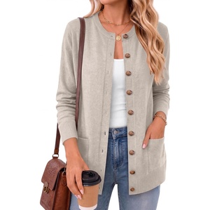 image:imageANRABESS Cardigan Sweater for Women 2026 Fall Outfits  Long Sleeve Button Up Sweater CoatComfy Knit Cardigan with PocketsCausal Work Teach ClothesTrendy Travel Vacation OutwearAlmond