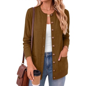 image:imageANRABESS Cardigan Sweater for Women 2026 Fall Outfits  Long Sleeve Button Up Sweater CoatComfy Knit Cardigan with PocketsCausal Work Teach ClothesTrendy Travel Vacation OutwearCaramel