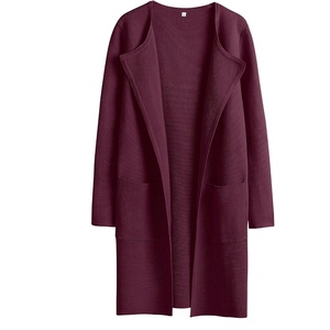 image:imageANRABESS Cardigan Sweater for Women 2026 Fall Outfits  Long Sleeve Open Front Mid LengthDressy Jacket CoatSoft Knit CoatiganBusiness Casual Work ClothesTravel Winter OutwearWine Red