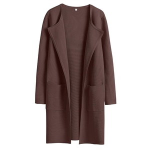 image:imageANRABESS Cardigan Sweater for Women 2026 Fall Outfits  Long Sleeve Open Front Mid LengthDressy Jacket CoatSoft Knit CoatiganBusiness Casual Work ClothesTravel Winter OutwearBrown
