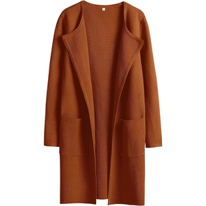 image:imageANRABESS Cardigan Sweater for Women 2026 Fall Outfits  Long Sleeve Open Front Mid LengthDressy Jacket CoatSoft Knit CoatiganBusiness Casual Work ClothesTravel Winter OutwearOrange Rust