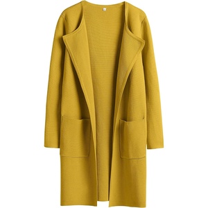 image:imageANRABESS Cardigan Sweater for Women 2026 Fall Outfits  Long Sleeve Open Front Mid LengthDressy Jacket CoatSoft Knit CoatiganBusiness Casual Work ClothesTravel Winter OutwearYellow