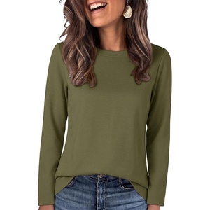 image:imageANRABESS Long Sleeve Shirts for Women Crew Neck Fall Top  Soft Comfy Wrinkle Free Tshirts Basic Tee Winter Layer Clothing Business Casual Work OutfitsTravel Daily WearArmy Green